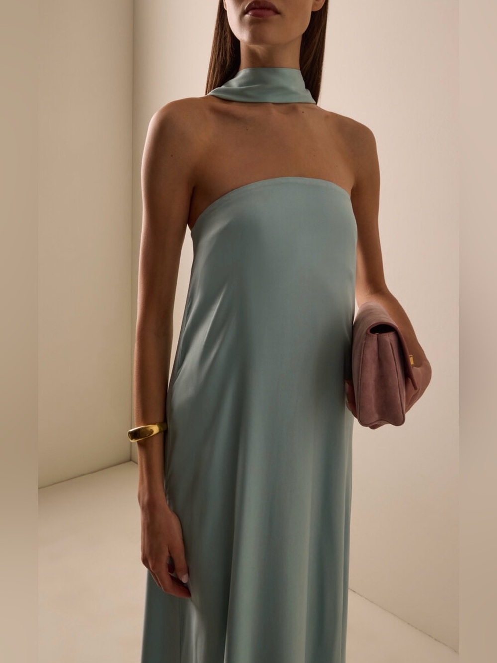 THIRD FORM Bia Strapless Maxi Dress in Sea Spray